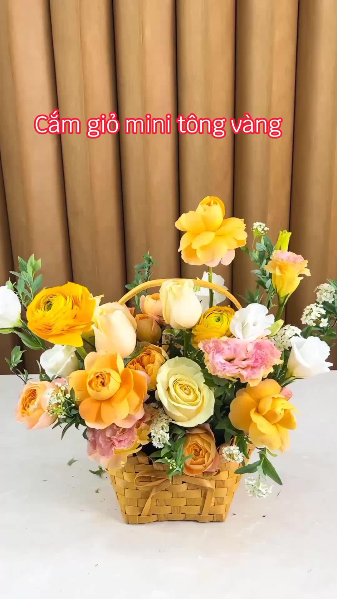 Yellow Tone Flower Basket Gift