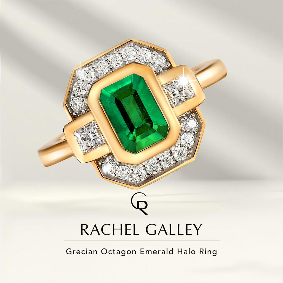Emerald Halo Ring Jewelry Promo