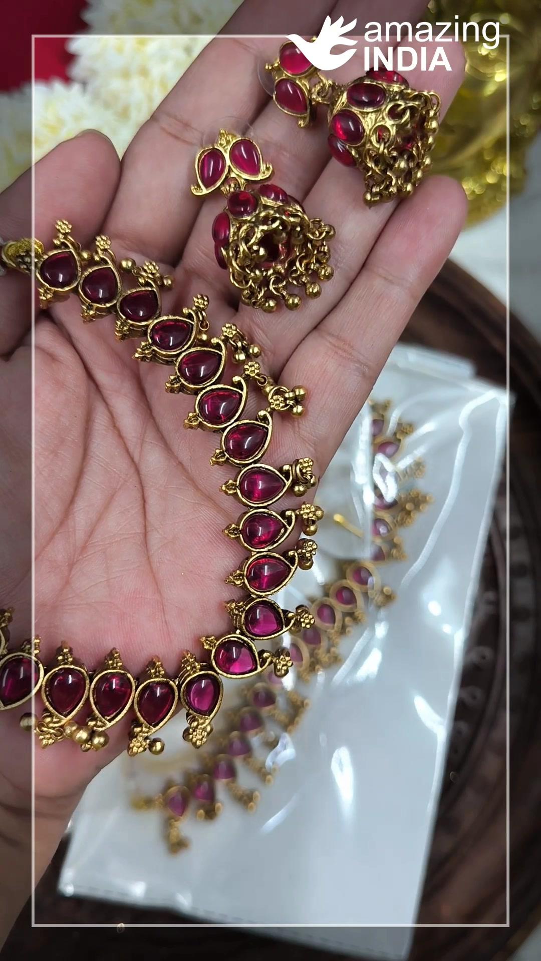 Multicolour Premium Matt Gold Choker Set Promo