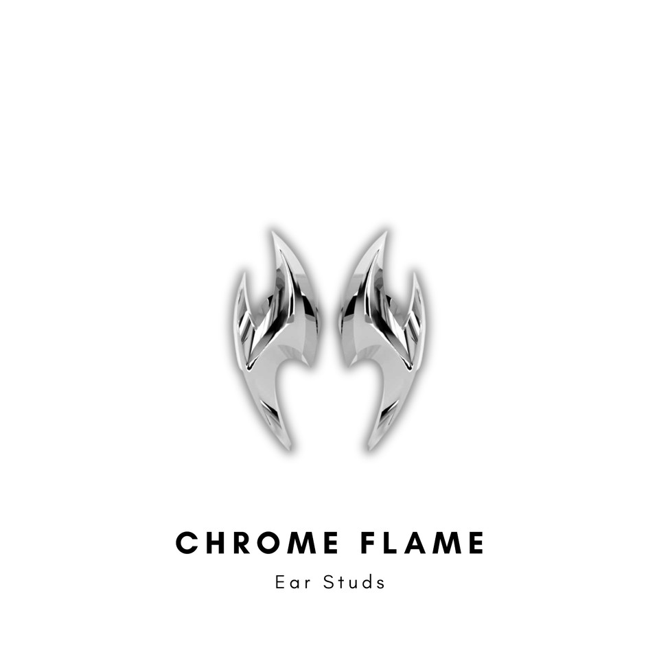 Chrome Flame Ear Studs Promotion