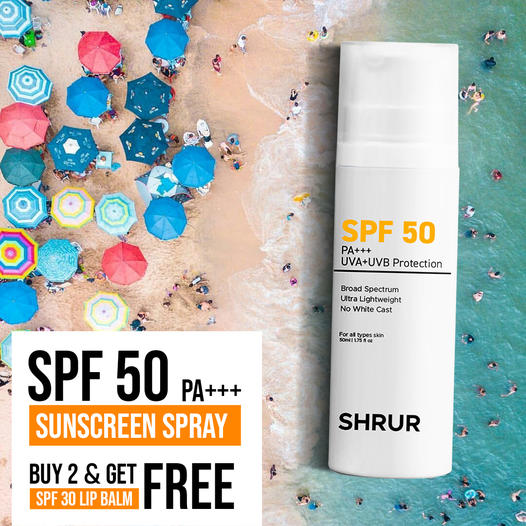 SHRUR PF 50 Sunscreen Spray Promo
