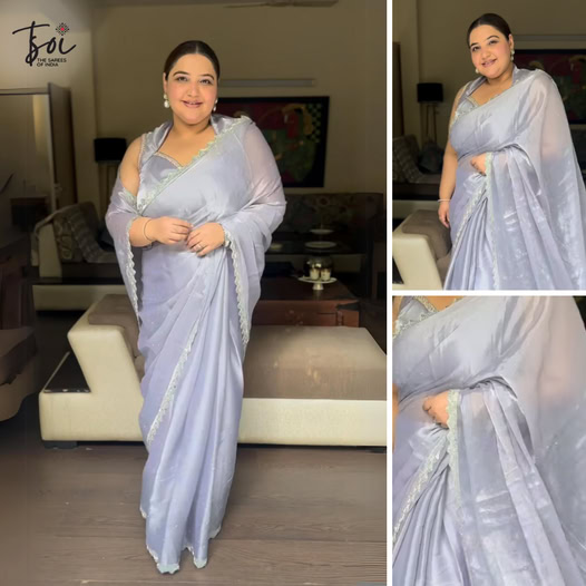 Silver Grey Saree Fashion Promo