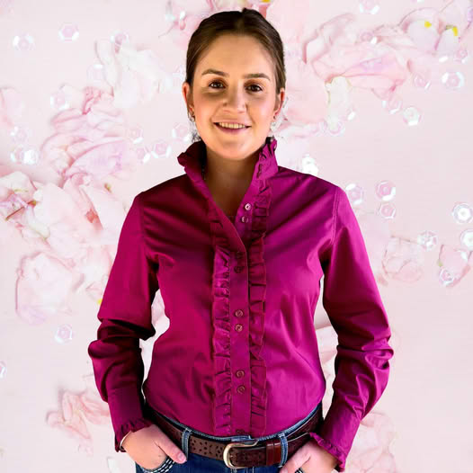 Burgundy Ruffle Shirt Fashion Promo