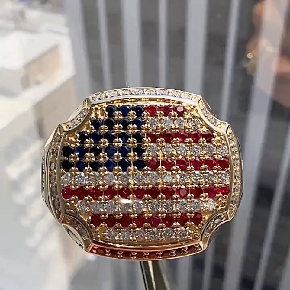 American Flag Men Signet Ring Freedom Promo