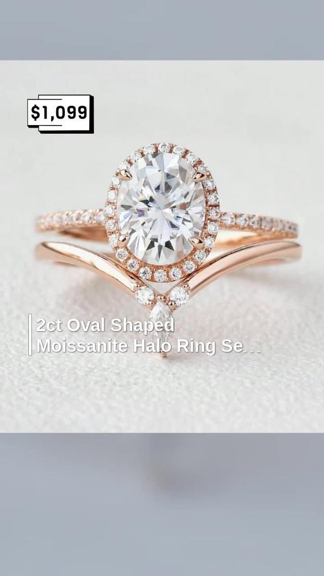 Moissanite Halo Ring Set Promotion