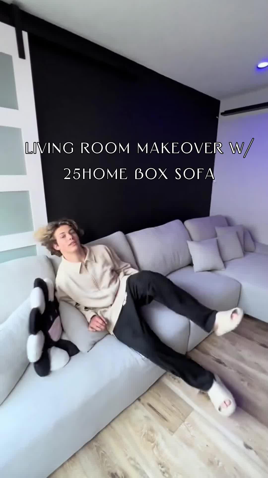 25home Gray Box Sofa Living Room Makeover