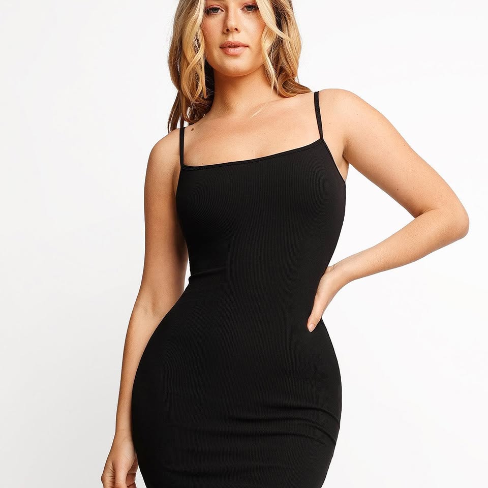 knee length dresses for ladies CRVY Slip Mini Shapewear Dress Black / 3XL main image 1