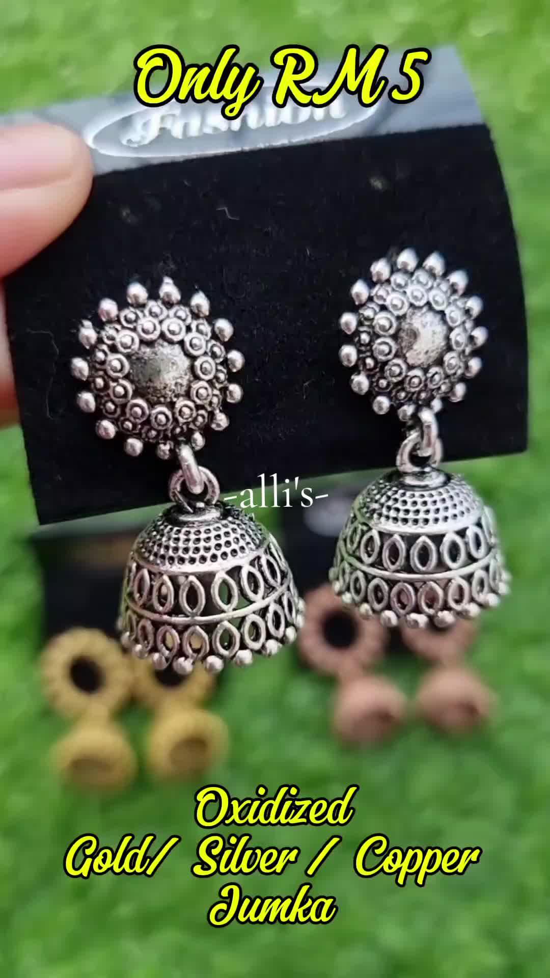 Oxidised Jumka Earrings Promo