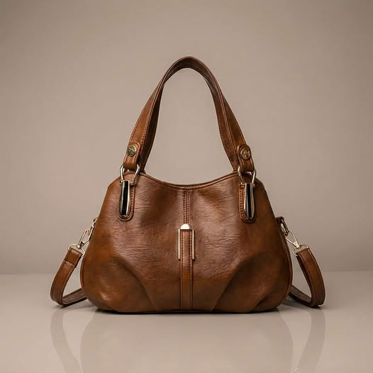 Modern Hobo Bag with Gold-Tone Accent