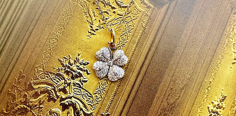 Pave Diamond Clover Necklace Holiday Gift