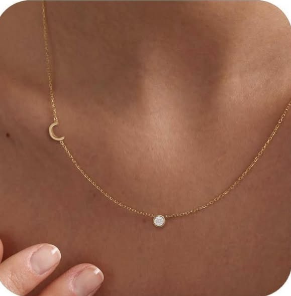 Gold Initial Necklace Jewelry Gift
