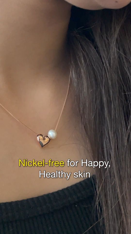 Rose Gold Pearl Heart Necklace Promo