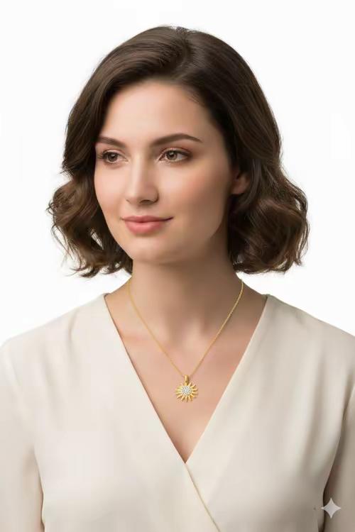 Elegant Sterling Silver Sun Necklace Promo