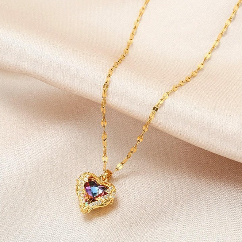 Crystal Heart Necklace Glamour