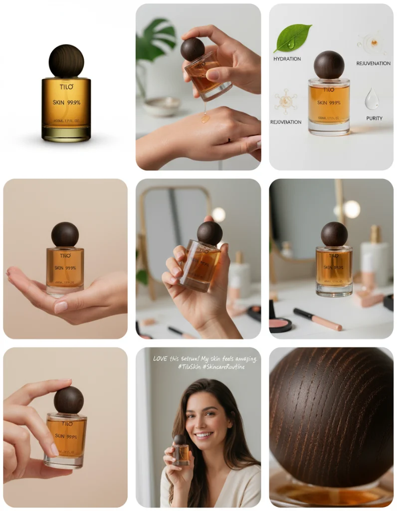 Tilo Skin Serum Product Shots Lifestyle Beauty Skincare | SellerPic
