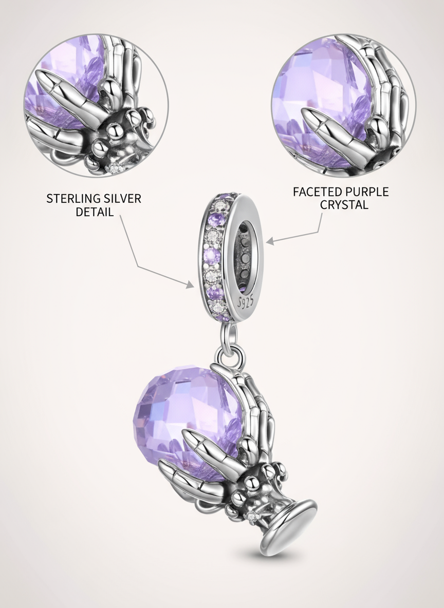 Jewelries Sterling Silver Skeleton Hand Faceted Purple