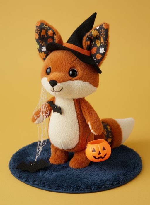 Halloween Fox Plush Witch Hat Pumpkin Candy Bucket | SellerPic