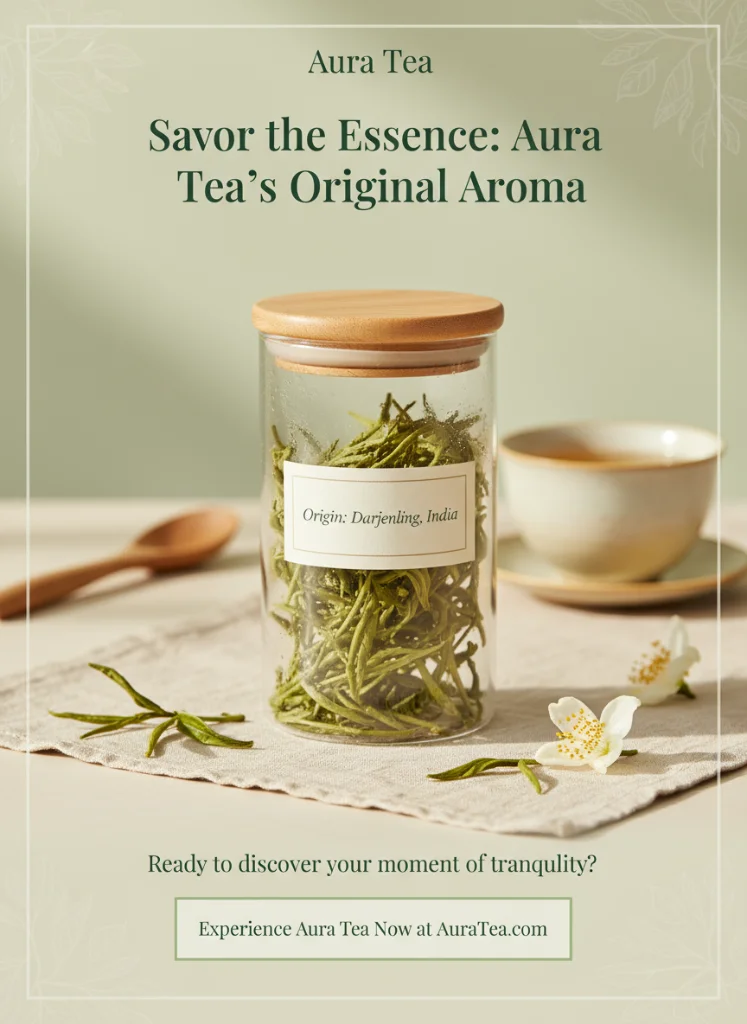 Aura Tea Darjeeling Leaves Glass Jar Cup Floral | SellerPic